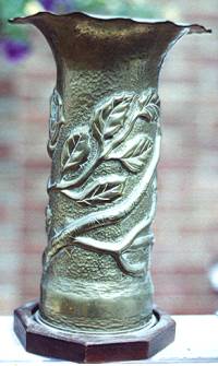vase made from 25 pounder shell case