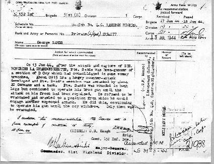 Citation for Military Medal