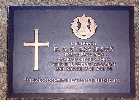 331619 Lieutenant D. G. G. Davidson, Queens Own Cameron Highlanders, attached to The Border Regiment. age 20