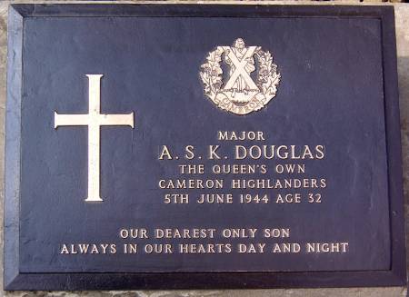 50976 Major A. S. K. Douglas, 1st battalion Queens Own Cameron Highlanders, 5th June 1944, age 32