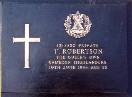 3245880 Private T. Robertson, 1st battalion Queens Own Cameron Highlanders, 10th June 1944, age 25