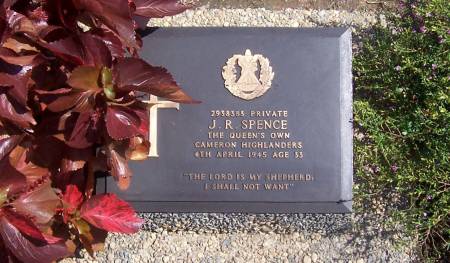 2938383 Private J. R. Spence.  1st battalion Queens Own Cameron Highlanders, age 33