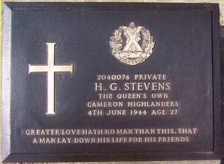H. G. Stevens, 1st battalion Queens Own Cameron Highlanders