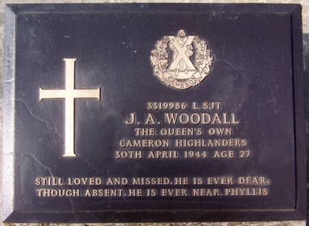 J. A. Woodall, 1st battalion Queens Own Cameron Highlanders