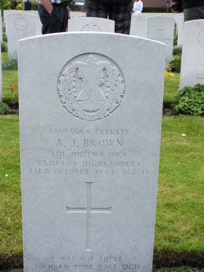 Headstone of Private A.J. Brown