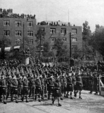 51st highland Division at Victory parade, Bremerhaven 1945