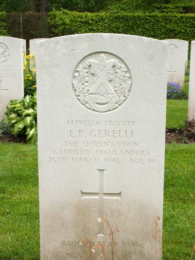 Headstone of Private L.P. Gerelli
