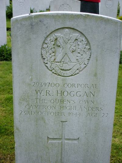 Headstone of Corporal W.R. Hoggan