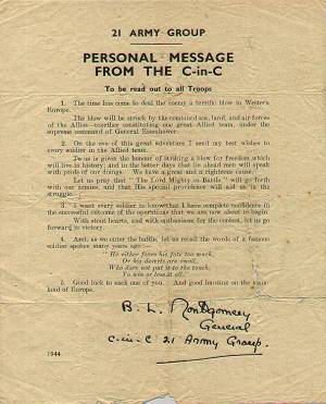 Montgomery's letter to all troops prior to D-Day