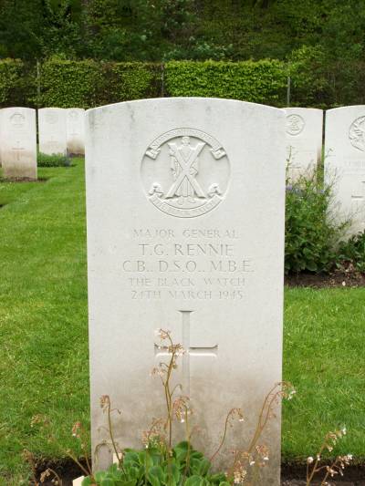 Headstone of Commander of 51st Highland Division, Major General T.G. Rennie