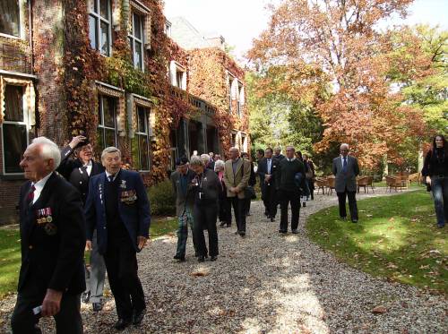 51st Highland Division veterans March to their farewell lunch at Huize Bergen, Vught.