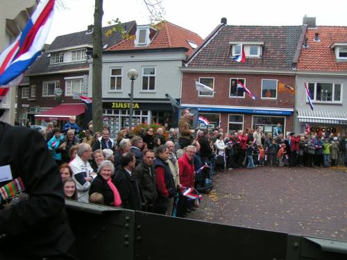 The people of Vught come onto the streets in tribute to the 51st Highland Division veterans, Vught 65th liberation anniversary.