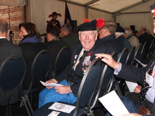 Roland J Dane, 7th Black Watch and 51st Highland Division veterans attend remembrance and wreath laying ceremony at the Lambertus Tower, Vught. October 2009